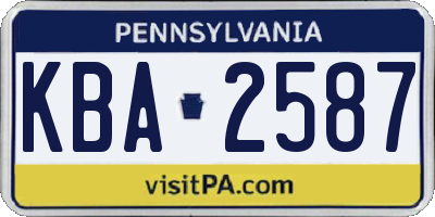 PA license plate KBA2587