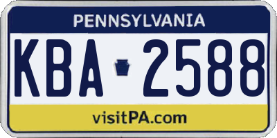 PA license plate KBA2588