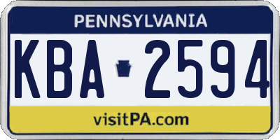 PA license plate KBA2594