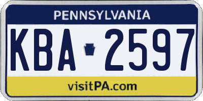PA license plate KBA2597