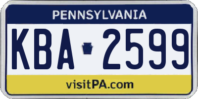 PA license plate KBA2599