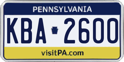 PA license plate KBA2600