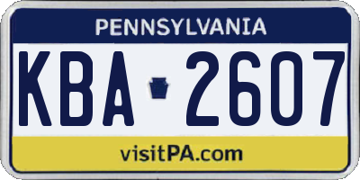 PA license plate KBA2607