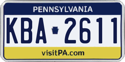 PA license plate KBA2611