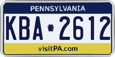 PA license plate KBA2612
