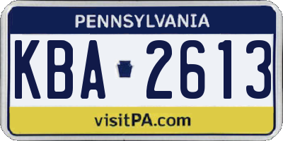 PA license plate KBA2613
