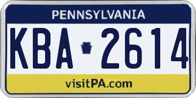 PA license plate KBA2614