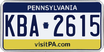 PA license plate KBA2615