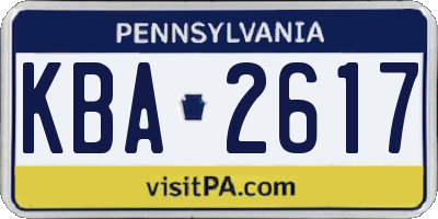 PA license plate KBA2617