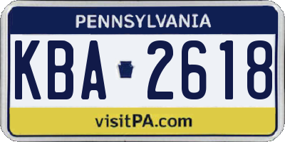 PA license plate KBA2618