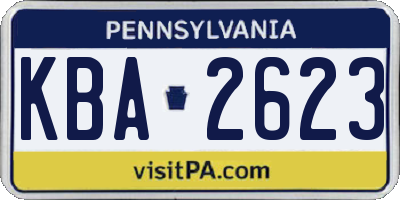 PA license plate KBA2623