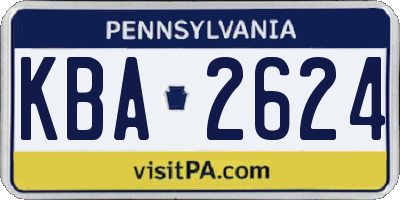 PA license plate KBA2624