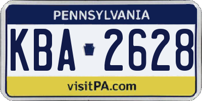 PA license plate KBA2628