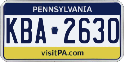 PA license plate KBA2630