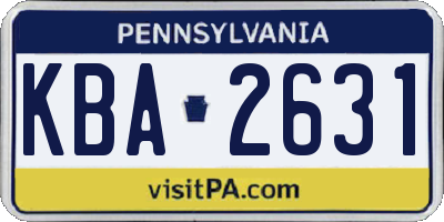 PA license plate KBA2631