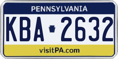 PA license plate KBA2632