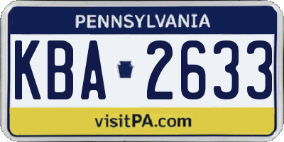 PA license plate KBA2633