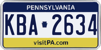 PA license plate KBA2634