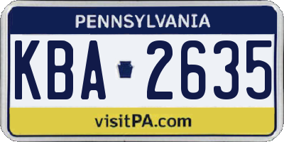 PA license plate KBA2635