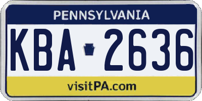 PA license plate KBA2636