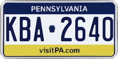 PA license plate KBA2640