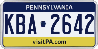 PA license plate KBA2642