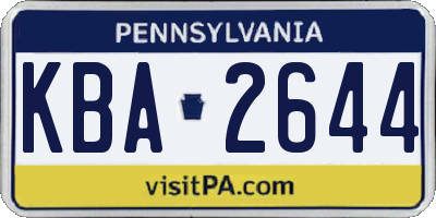 PA license plate KBA2644