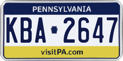 PA license plate KBA2647
