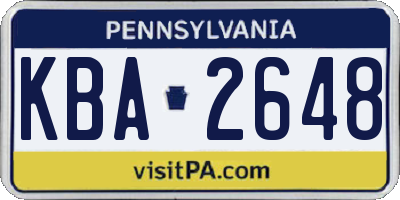 PA license plate KBA2648