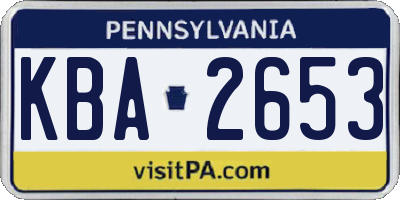 PA license plate KBA2653