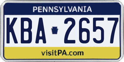 PA license plate KBA2657