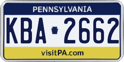 PA license plate KBA2662