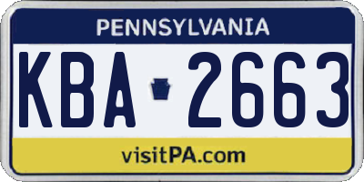 PA license plate KBA2663