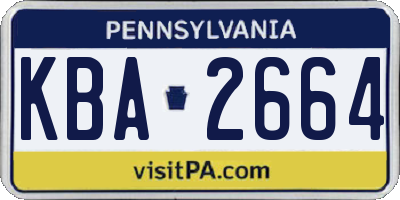 PA license plate KBA2664