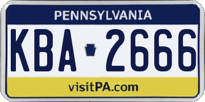 PA license plate KBA2666