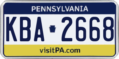 PA license plate KBA2668