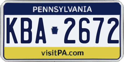 PA license plate KBA2672