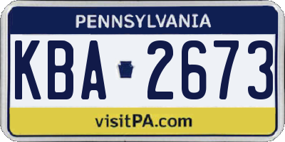 PA license plate KBA2673