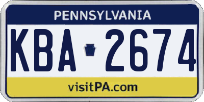 PA license plate KBA2674
