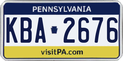 PA license plate KBA2676