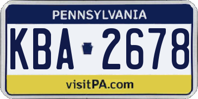 PA license plate KBA2678