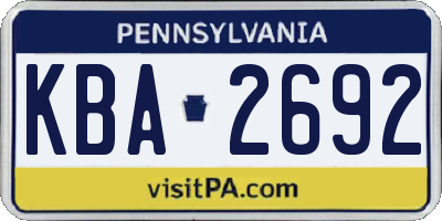 PA license plate KBA2692