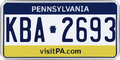 PA license plate KBA2693
