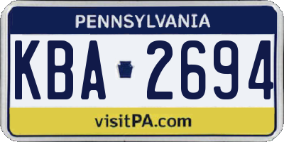 PA license plate KBA2694