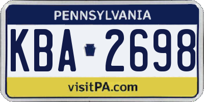 PA license plate KBA2698