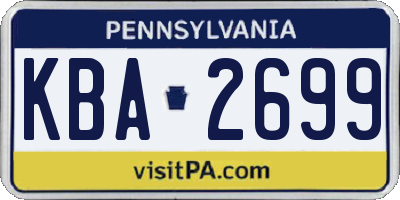 PA license plate KBA2699