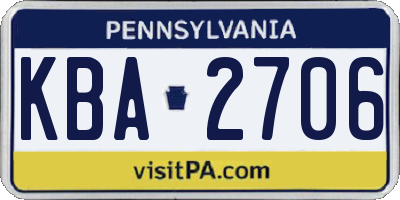 PA license plate KBA2706