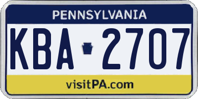 PA license plate KBA2707
