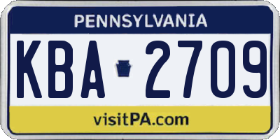 PA license plate KBA2709