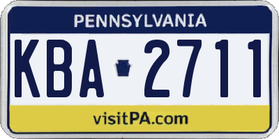 PA license plate KBA2711